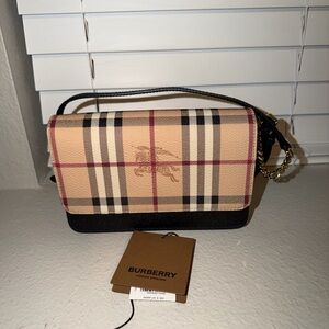 Burberry Beige and Black Checkered Women's Purse